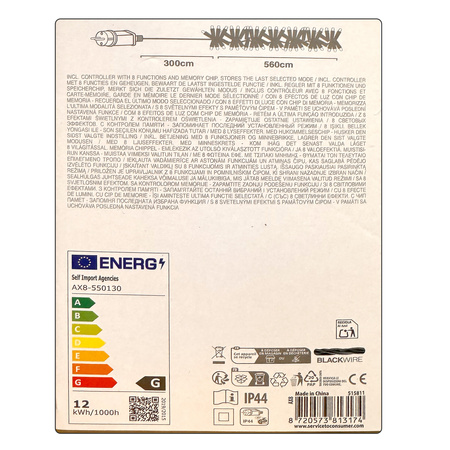 Lampki choinkowe 768 LED białe ciepłe wewnętrzne / zewnętrzne 5,5m TIMER 8F