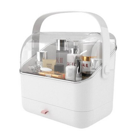 Casket organizer trunk for cosmetics jewelry (White)