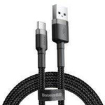 Nylonowy kabel przewód Baseus Cafule Cable USB / USB-C QC3.0 3A 1m (Czarno-szary)