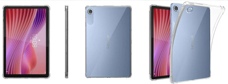 Puzdro Silikónové na Lenovo Tab 10.1 2025, priehľadné - ochranné so stojanom, prístup k portom a tlačidlám