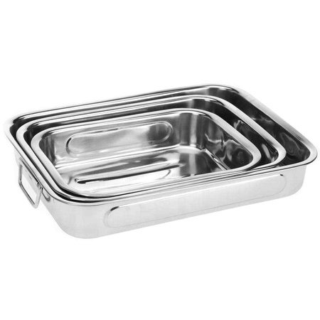 Rectangular steel roasting pan 3 pcs.