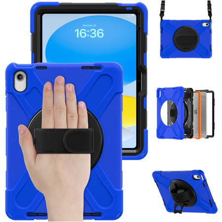 Etui Shockproof z uchwytem do Apple iPad 10.9 2022 / 11 A16 2025 / Apple iPad 10.9 / Apple iPad 11, niebieskie - ochronne