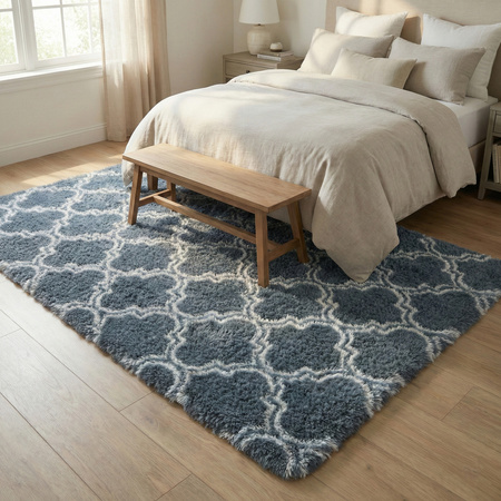 Dywan do salonu shaggy DECOR antypoślizgowy miękki puszysty modny 200x250, srebrny