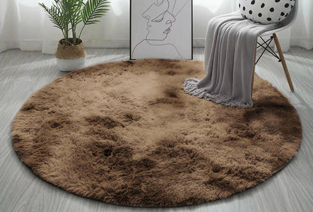 Dywan okrągły Shaggy Ombre 150x150 cm, kawowy - pluszowy do salonu