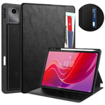 Puzdro kožené z vreckami karty na Lenovo Tab M11 / M11 10.95, čierne - ochranné so stojanom