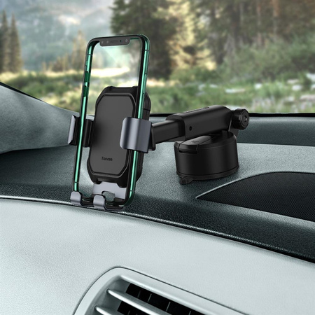 Gravity car mount for Baseus Tank phone with suction cup (black)