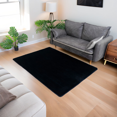 STRADO Rabbit 3D plush soft like rabbit anti-slip carpet 200x300 Black