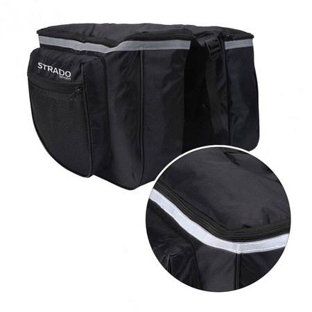 Duża torba sakwa rowerowa na bagażnik podwójna wodoszczelna 4 komory 28L, czarna