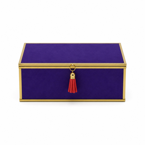 Szkatułka na biżuterię 18x13x7 cm organizer pudełko dekoracyjna pojemna welurowa fioletowa