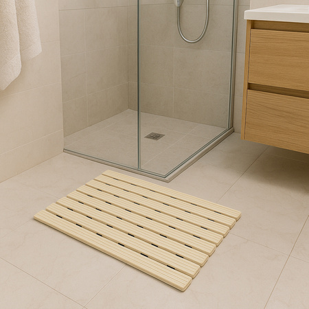 Podložka do kúpeľne protišmyková pod sprchu sprchová vanička na sauna bazén, béžová