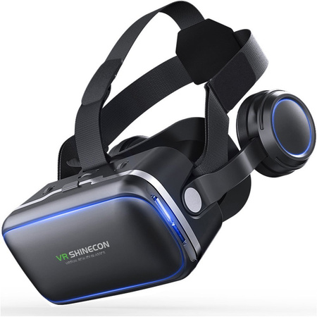 Okulary gogle 3D VR Shinecon 10 do telefonu wbudowane słuchawki PILOT BL