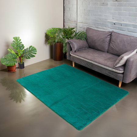 Dywan STRADO Rabbit 3D pluszowy miękki jak królik 80x150 BottleGreen