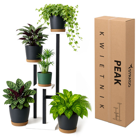 Stojan na kvety Peak stojaci kovový stojan na kvety rastliny regál 83,5cm, biely