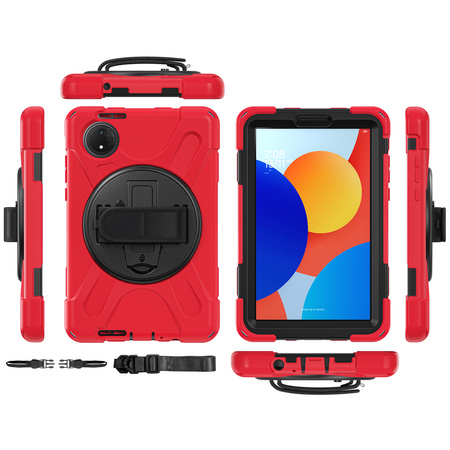 Puzdro pancierové Shockproof s držiakom na Xiaomi Redmi Pad SE 8.7 2024 / Redmi Pad SE 8.7, červené - ochranné