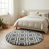 Dywan okrągły do salonu shaggy DECOR antypoślizgowy miękki puszysty 120x120 Black Cube