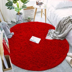 Shaggy Strado 160x160 BloodyRed Round Carpet (Bright Red)