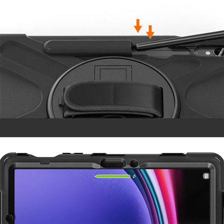 Puzdro Armor s držiakom na Galaxy Tab S9 / S10 FE / Galaxy Tab X716B / Galaxy Tab X510, čierne - ochranné so stojanom