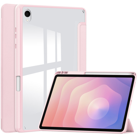 Puzdro Clear Pencil na Samsung Galaxy Tab S11 11 SM SMX736 s klapkou, ružové - ochranné