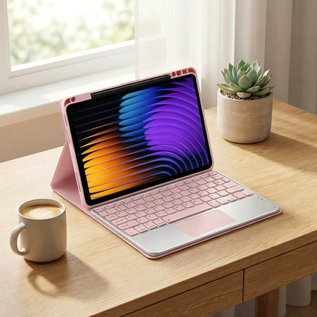Puzdro s klávesnicou na Xiaomi Pad 7 / Pad 7 Pro 11.2 na stylus / Xiaomi Pad 7 Pro, ružové - ochranné so stojanom