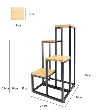 Kwietnik 70 cm stojący metalowy stojak na kwiaty 4 poziomy półki loft Plaza
