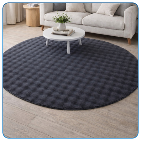 Dywan okrągły Rabbit Bubble 120 cm - miękki puszysty dywan do salonu i sypialni - szary