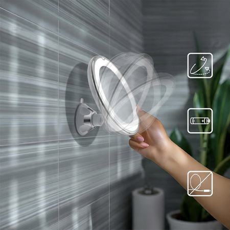 Zrkadielko kozmetické na líčenie zväčšovacie x10 podsvietené LED, biely