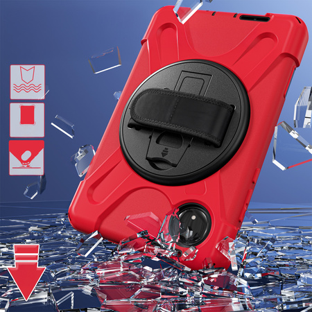 Etui pancerne Shockproof z uchwytem paskiem do Xiaomi Redmi Pad SE 8.7 2024, czerwone