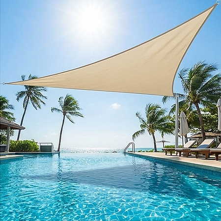 Żagiel przeciwsłoneczny szary trójkątny 3,6m ochrona UV wodoodporny +lina