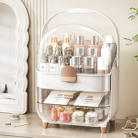 Elegant casket organizer Gloria for cosmetics and jewelry acrylic white with drawers