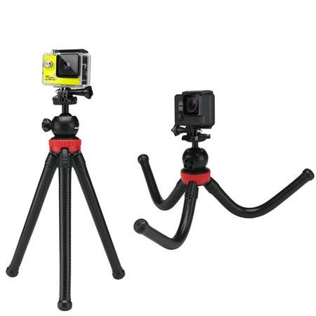 Univerzálny pružný statív tripod na telefón fotoaparát GoPro závit 1 / 4, čierny