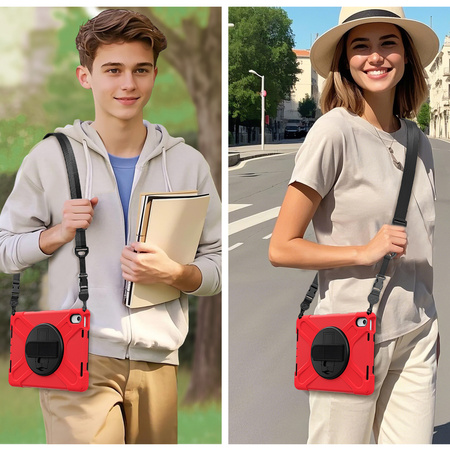 Etui Shockproof z uchwytem do Apple iPad 10.9 2022 / 11 A16 2025 / Apple iPad 10.9 / Apple iPad 11, czerwone - ochronne