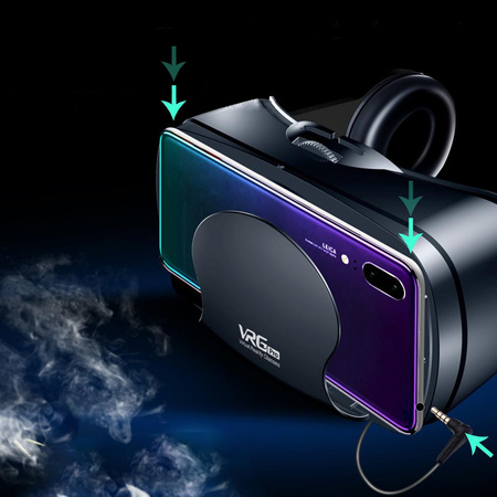 Okulary VR do wirtualnej rzeczywistości gogle 3D ze słuchawkami Vrg Pro Plus - do smartfona