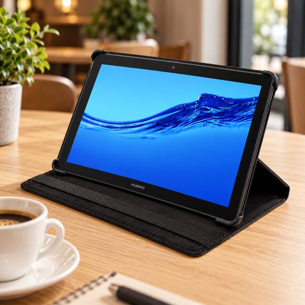 Etui obrotowe do Huawei MediaPad T5 10 10.1 z klapką i podstawką - czarne