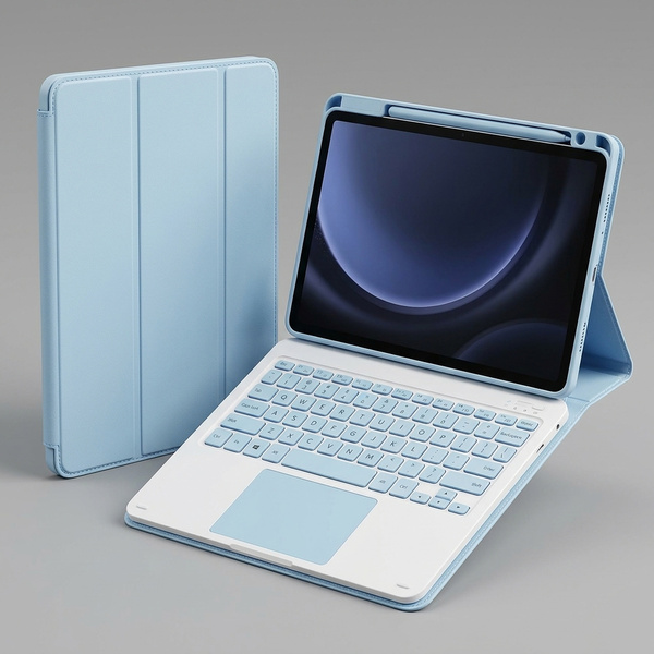 Etui z klawiaturą Bluetooth do Samsung Galaxy Tab S7 / S8 / S9 / S9FE / S10FE / S10 Lite, niebieskie - ochronne