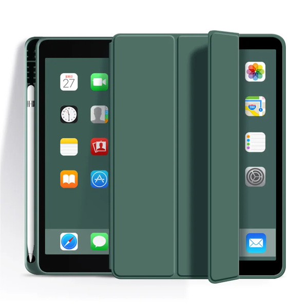Etui Smart Pencil do iPad Air 11 M4 M3 M2, 2026/ 25/ 24, gen. 8/ 7/ 6, zielone - ochronne z podstawką