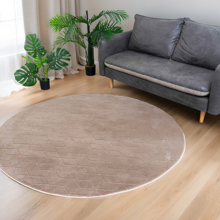 STRADO round Rabbit 3D plush soft like rabbit anti-slip carpet 140 Beige