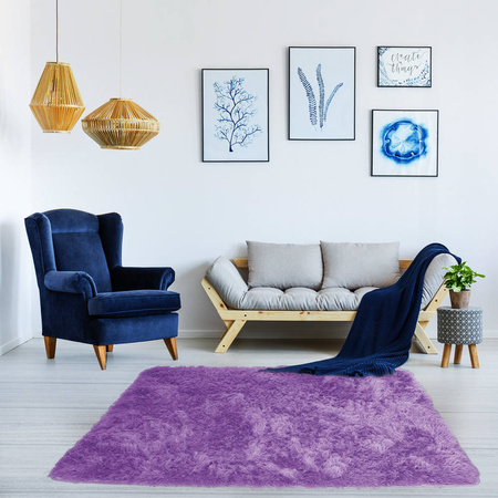 Shaggy Strado room carpet 200x200 PurpleFlower (Light purple)
