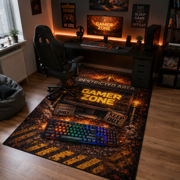Dywan gamingowy 140x200 dla gracza mata pod fotel antypoślizgowy Restricted