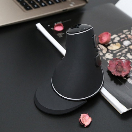 Ergonomiczna mysz komputerowa Delux M618 Silver – pionowa mysz z podstawką pod nadgarstek
