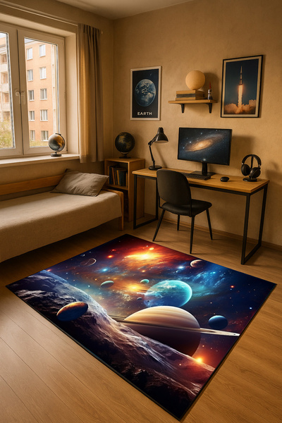Koberec herný 3D Kosmos 120x170 cm - moderný 3D vzor do izby hráča