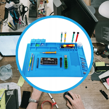 Antistatic silicone work mat organizer for soldering repairs and electronics heat resistant
