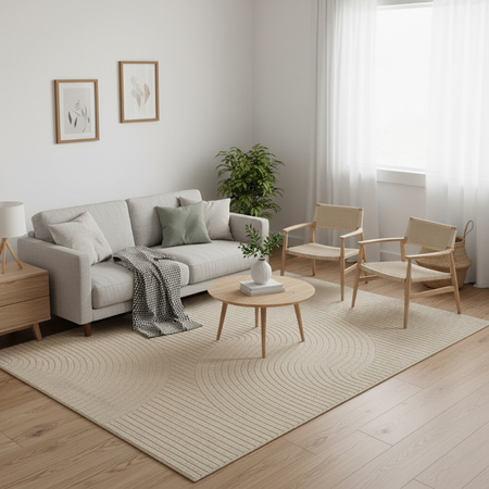 Dywan 140x200 do salonu pętelkowy duży japandi nowoczesny ciężki gruby POLO, beżowy