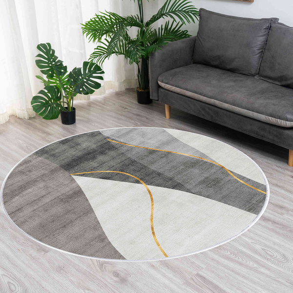 Round carpet NOVO Strado modern delicate gray pattern for living room Grey Echo 200x200 cm