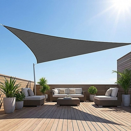 Żagiel przeciwsłoneczny szary trójkątny 3,6m ochrona UV wodoodporny +lina