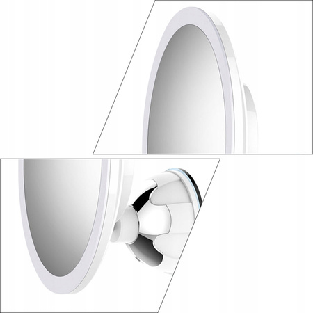 Zrkadielko kozmetické na líčenie zväčšovacie x10 podsvietené LED, biely