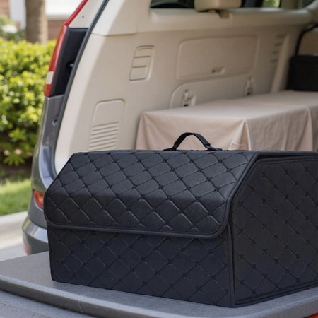Folding large organizer for car trunk quilted trunk bag tote for shopping and tools