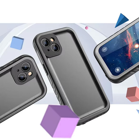 Etui wodoodporne IP68 360 do iPhone 13, czarne - ochronne z podstawką, dostęp do portów i przycisków