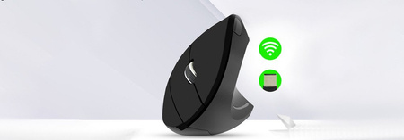 Bezprzewodowa MYSZ PIONOWA ergonomiczna wertykalna CLIRY 2.4 GHz optyczna, czarna