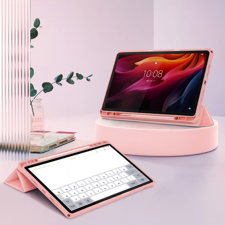 Etui z podstawką klapką Clear Pencil do Lenovo Tab K11 Plus 11.45" TB352FU, różowe