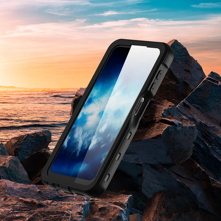 Etui wodoodporne IP68 360+ pasek do Samsung Galaxy A25 5G, czarne - ochronne z podstawką